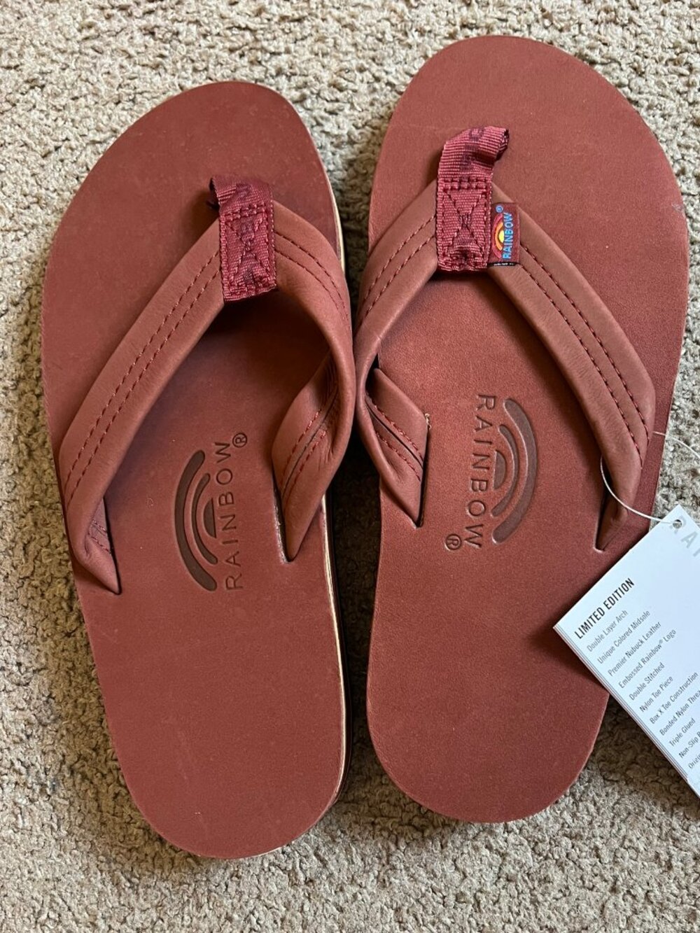 Men's Rainbow Sandals Limited Edition Double Layer Wide Strap (Cognac)